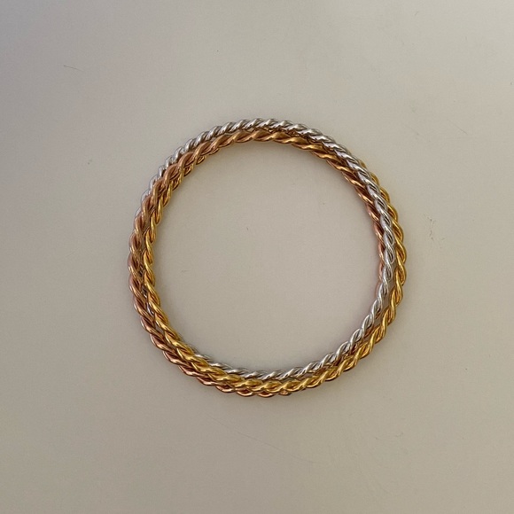 925 Silver handmade connected 3 twisted bangles - Picture 6 of 7